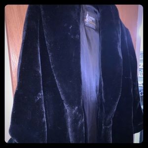 Women London Fog Faux Fur Black Winter Coat